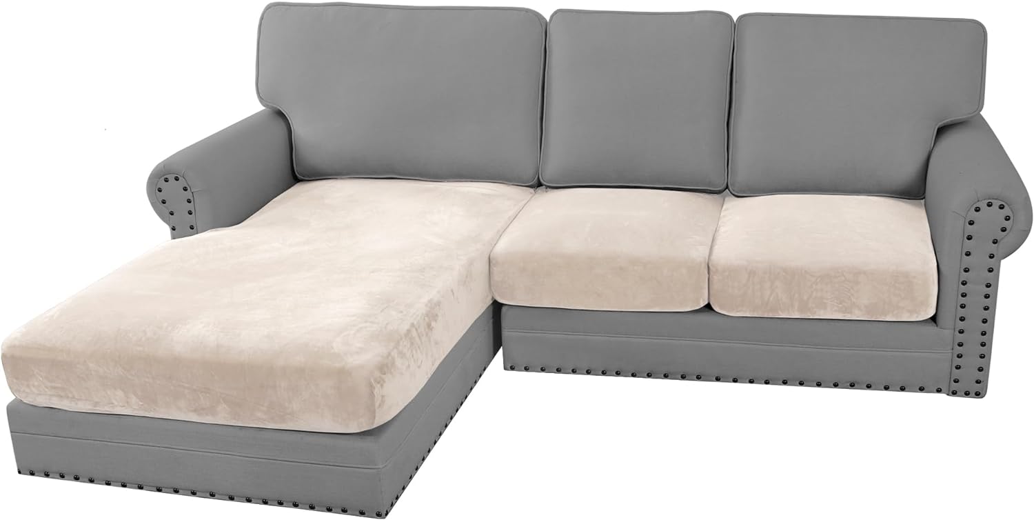 H.VERSAILTEX Velvet Stretch Sectional Couch Covers for Comfort