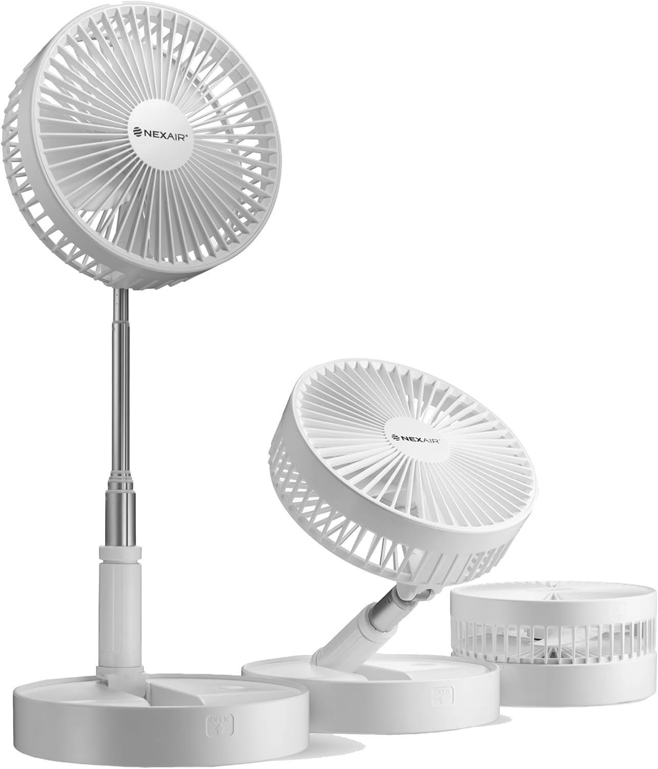 NEXAIR Foldable Fan: Portable 4-Speed Rechargeable Fan, Adjustable Height, Quiet Operation