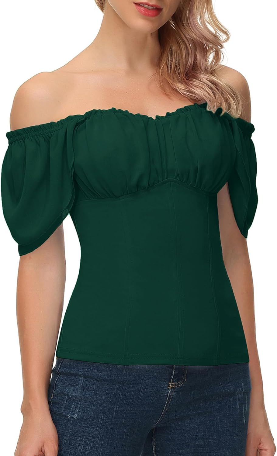 Renaissance Off Shoulder Flutter Short Sleeve Top for Women