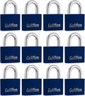 Aluminum Padlocks 12 Pack Blue Keyed Alike - Lightweight Secure Locks