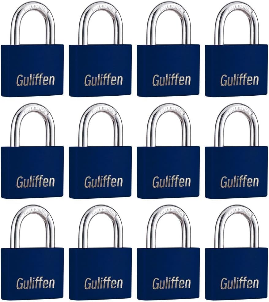 Aluminum Padlocks 12 Pack Blue Keyed Alike for Security Needs