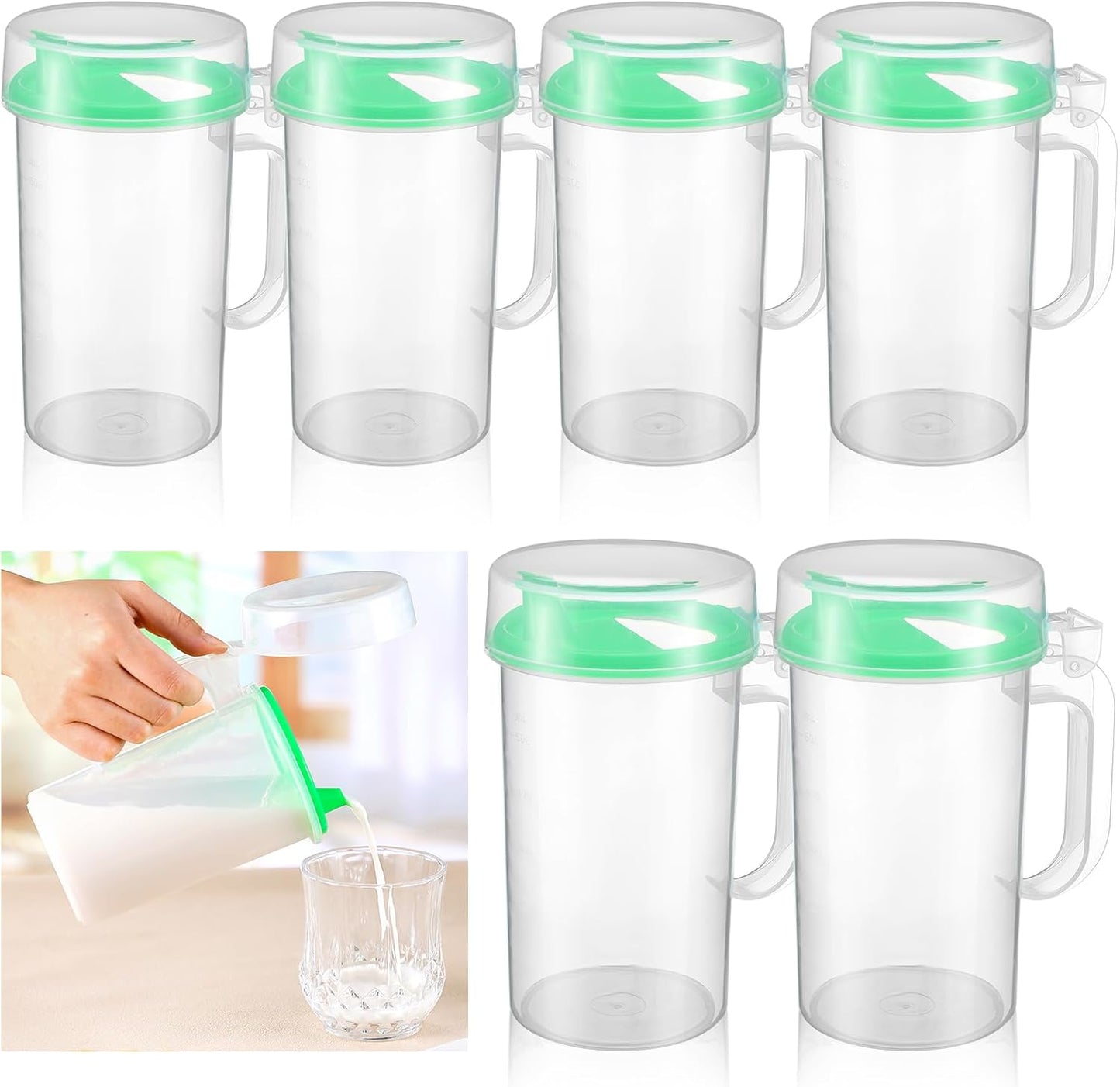 Newtay 6 Pack Easy Pouring Mini Pitchers for Kids Learning