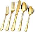 Gold Silverware Flatware Set for 8 - 40 Piece Titanium Golden Plated