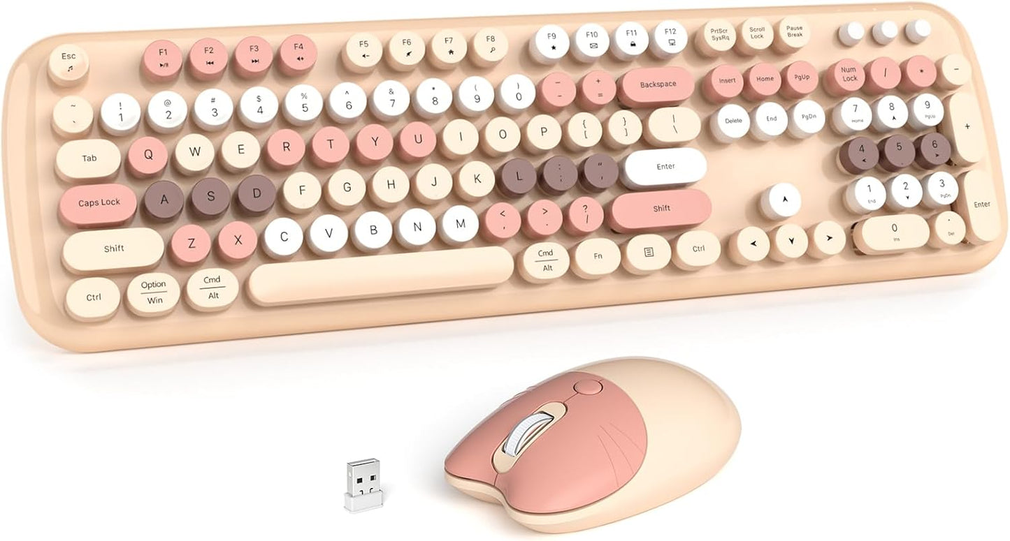 Wireless Keyboard and Mouse Combo for Windows - Retro Design