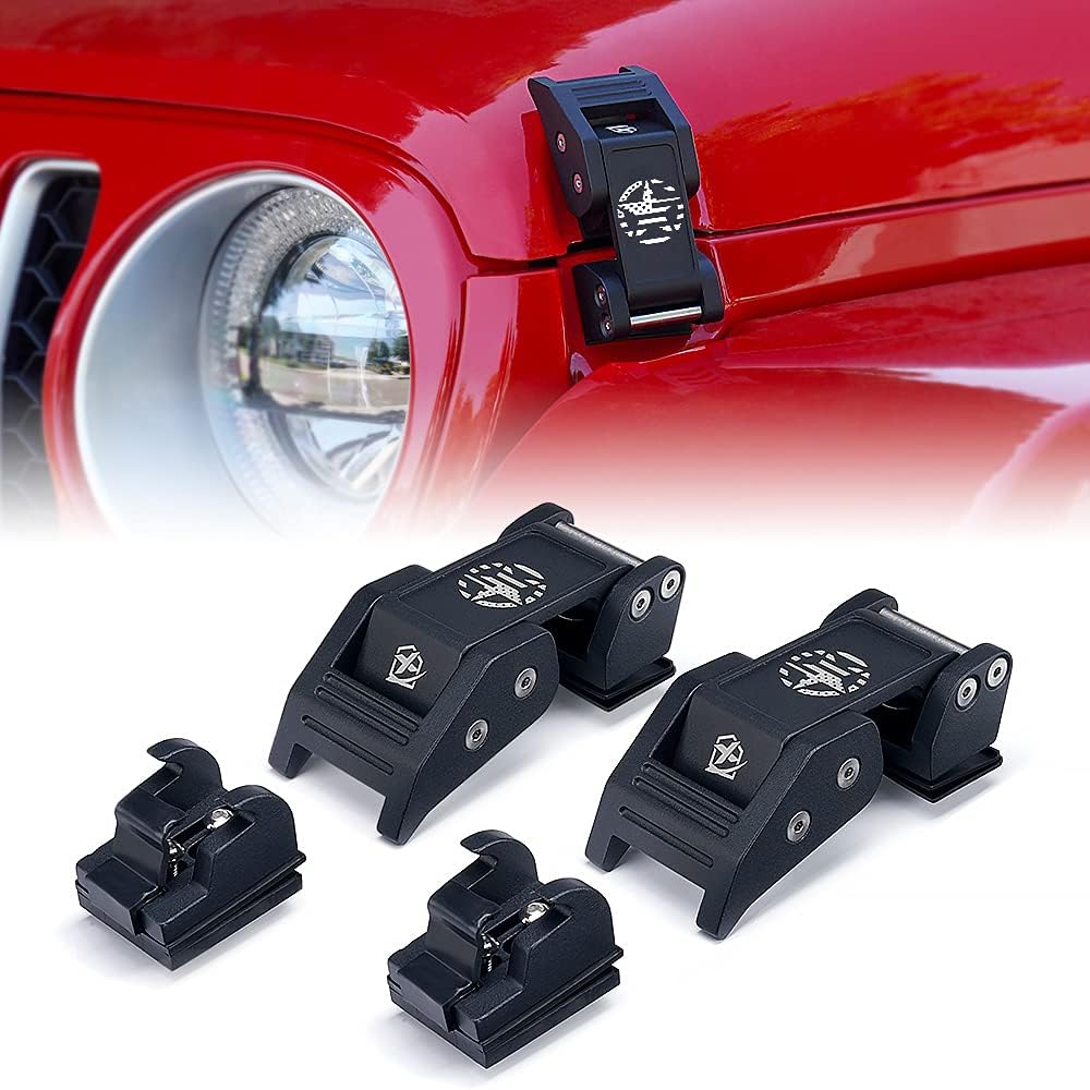 Xprite Aluminum Hood Latches for Jeep Wrangler JK JL Gladiator JT