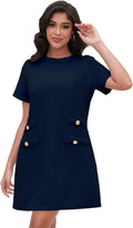 Tweed Jackie Dress Short Sleeve Mini - Elegant Crew Neck