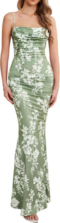 Women's Sleeveless Corset Maxi Dress - Ruched Formal Evening Gown