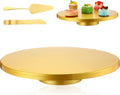 16 Inch Gold Cake Stand Set with Knife and Spatula for Events