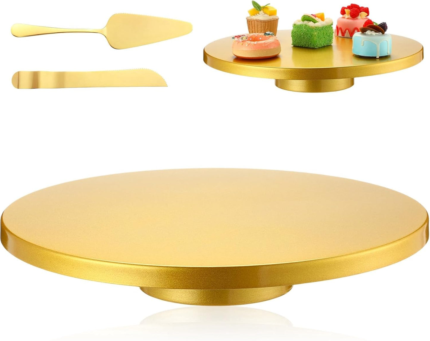 16 Inch Gold Cake Stand Set with Knife and Spatula for Events