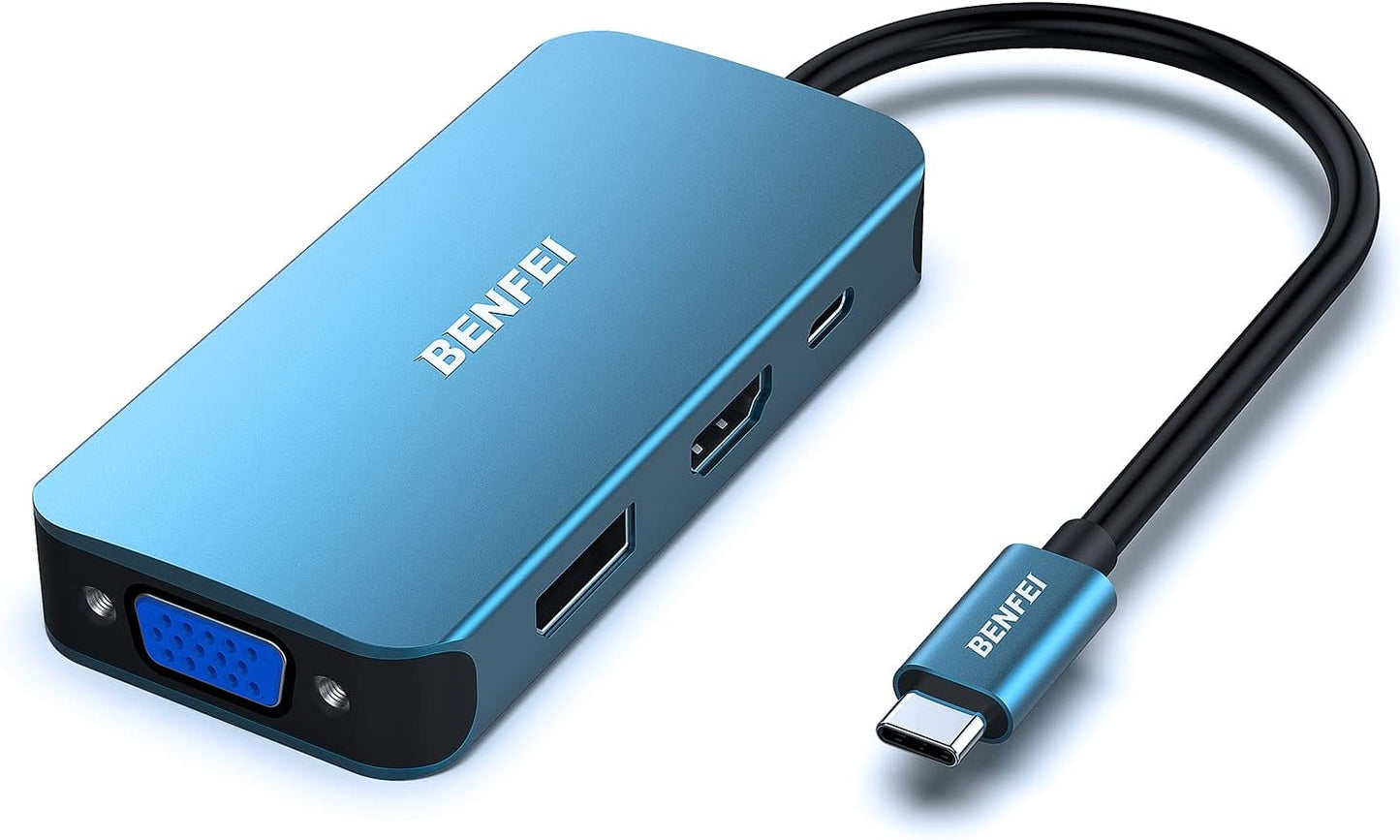 Benfei USB Type-C to HDMI DisplayPort VGA Adapter for 4K Output