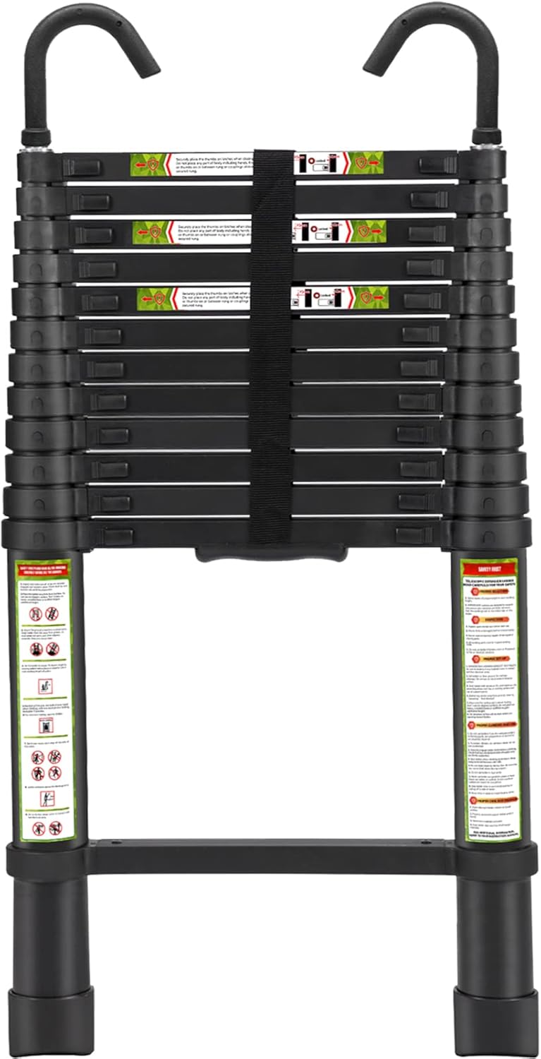 12.5FT Telescopic Ladder with Non-Slip Feet for Safety