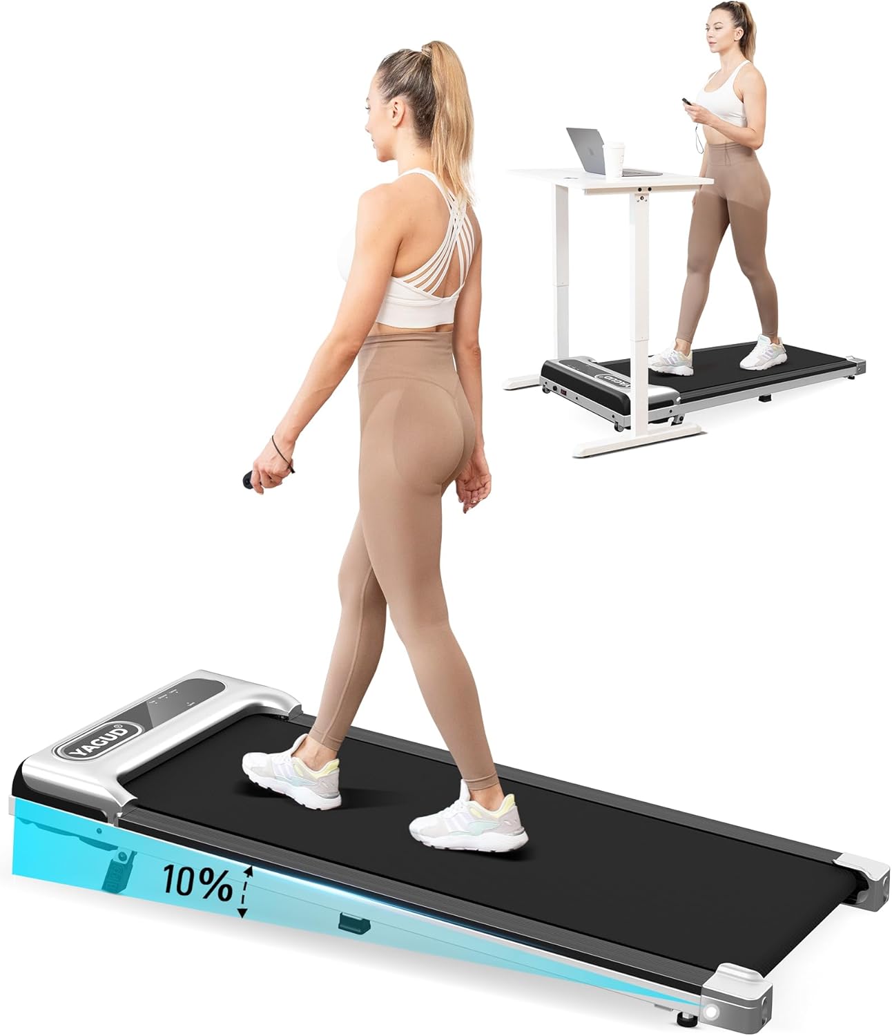 Under Desk Treadmill for Home and Office - 2.5 HP Portable Machine