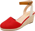 DREAM PAIRS Women's Ankle Strap Closed Toe Espadrille Wedge Heels