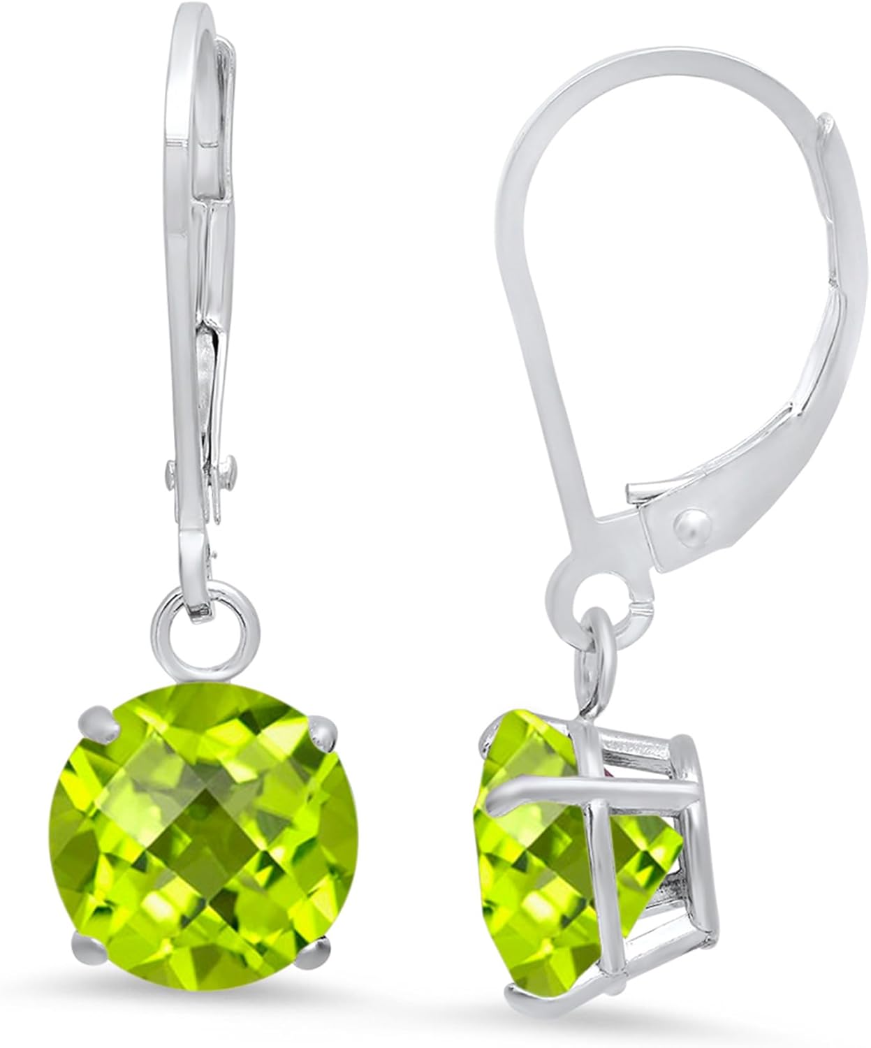 Solid 14K Gold Gemstone Stud Earrings for Women - Heart Design