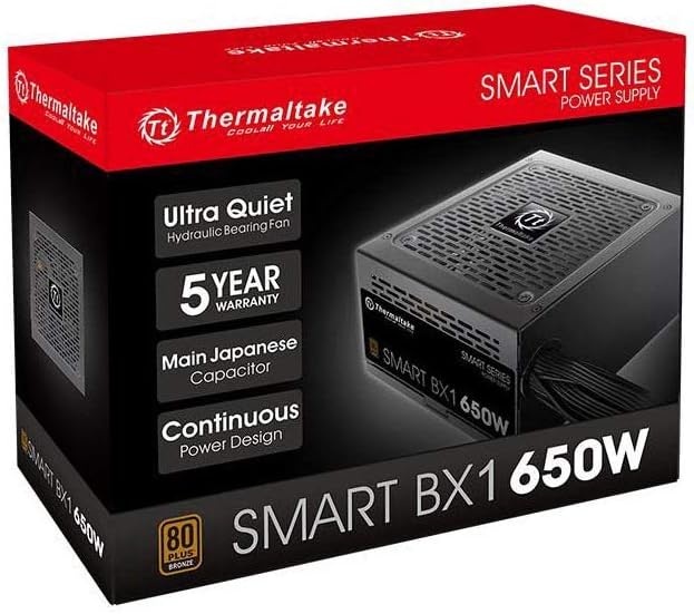650W Tt Smart Bx1 Power Supply with All Flat Cables for Efficiency