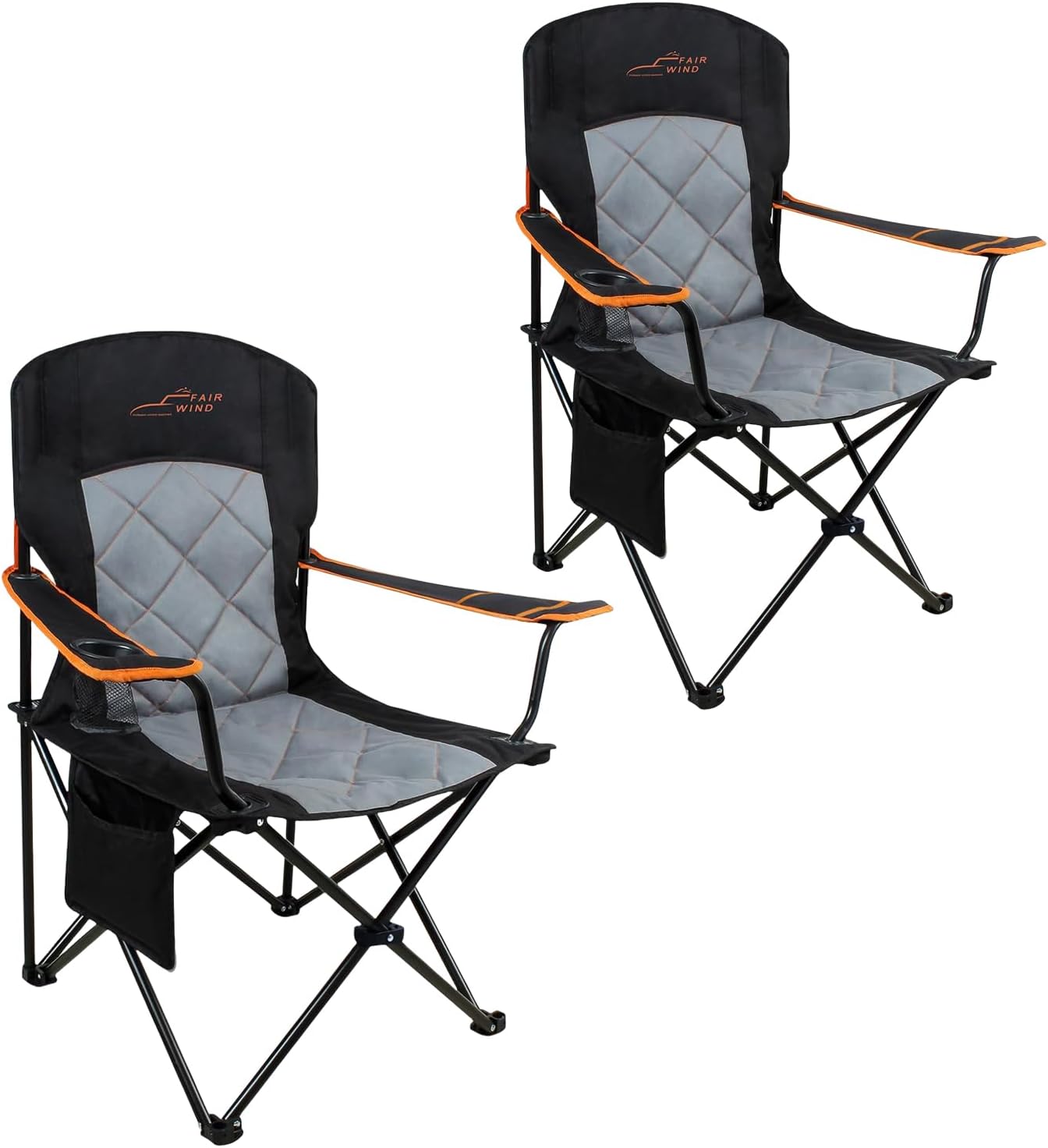 FAIR WIND 2 Pack Heavy Duty Camping Chairs - 350 LBS Support