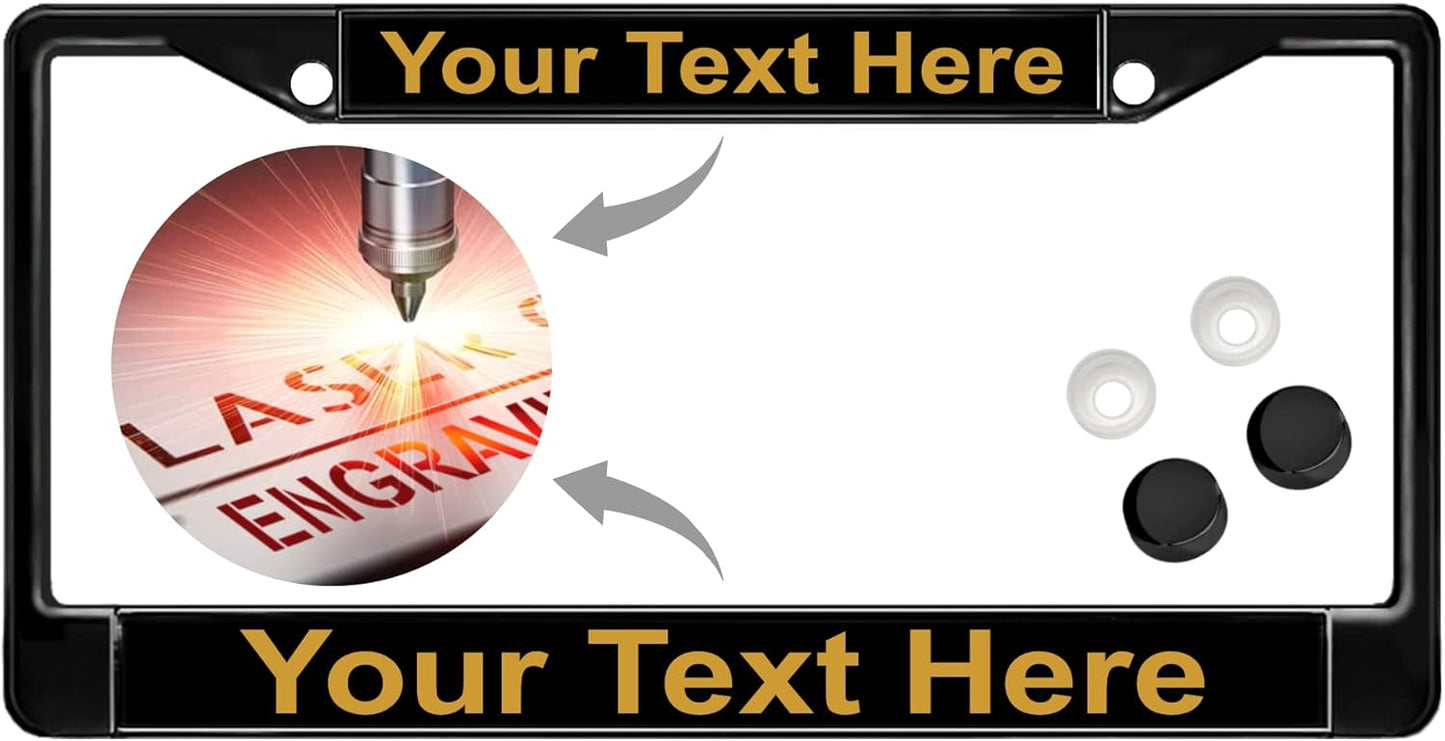 Custom Personalized Black Powder-Coated Metal License Plate Frame