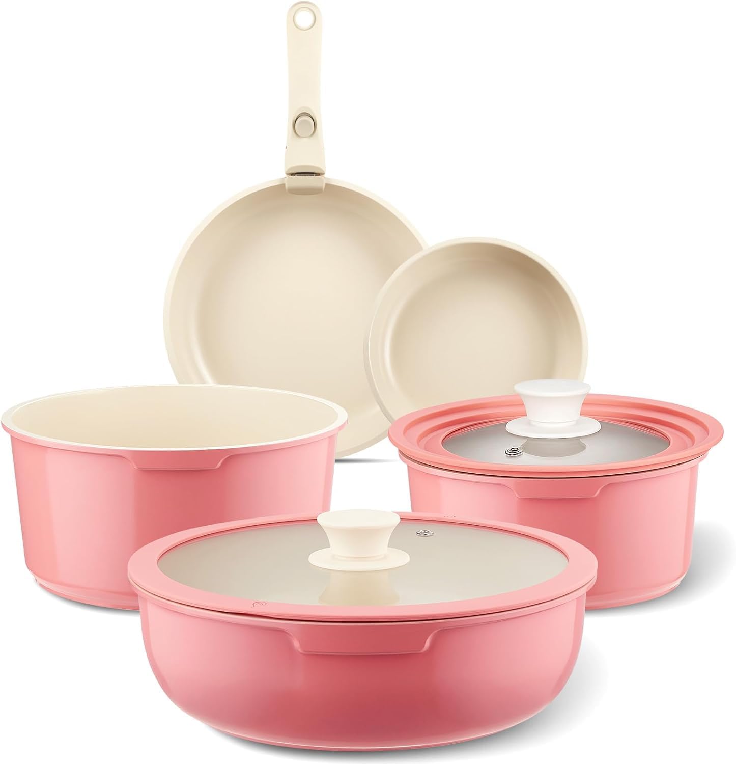IKTU Ceramic Pots and Pans Set Non Stick for Healthy Cooking