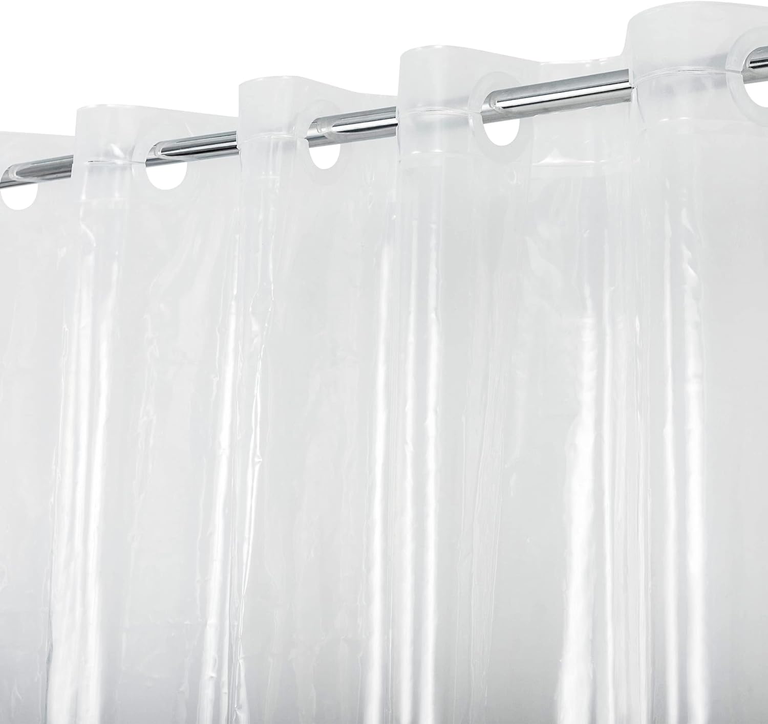 8G Clear PEVA Shower Curtain - No Hooks Needed, Waterproof, PVC Free