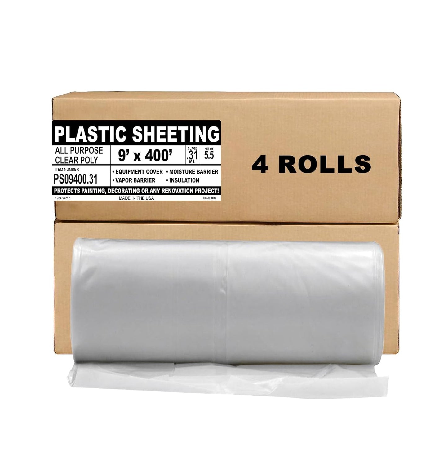 Aluf Plastics 7.8 Micron Clear Vapor Barrier Sheet Tarp - 4 Rolls