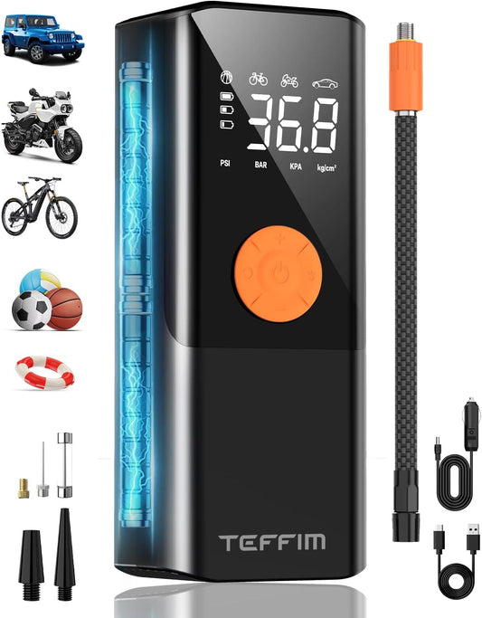 Portable Tire Inflator - 150PSI 20000mAh Battery, Auto Shut-off, 6X Pump