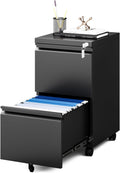 2 Drawer File Cabinet on Wheels - Mobile Under-Desk Filing Cabinet
