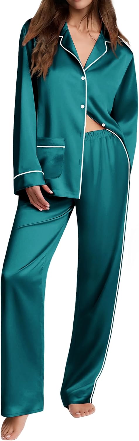 Ekouaer Womens Pajama Sets Satin Silk Pjs for Ultimate Comfort