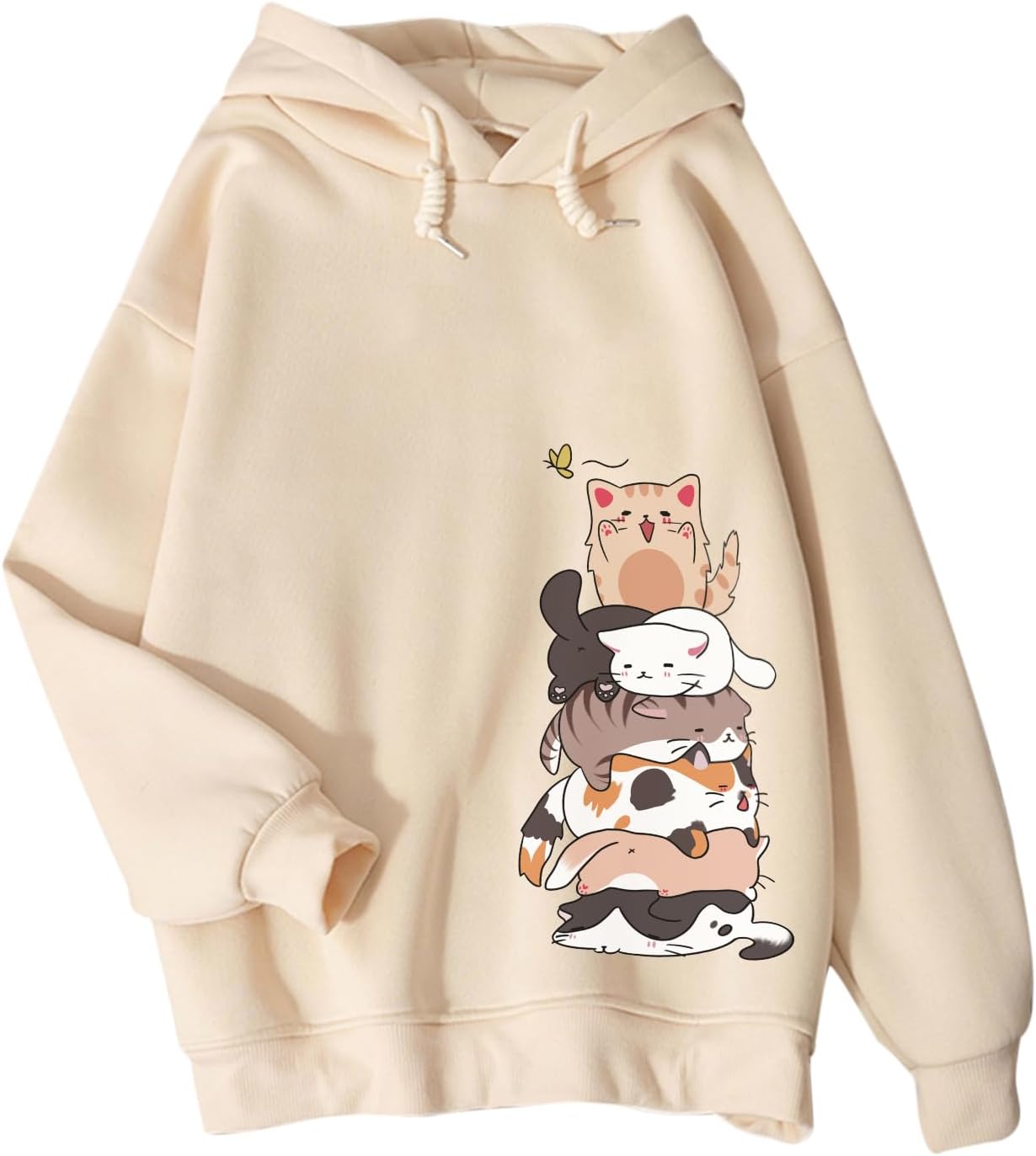 Cute Cat Graphic Hoodies for Teen Girls - Kawaii Style Sweatshirt