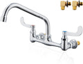 Wall Mount Commercial Sink Faucet with Long Handles for Kitchens
