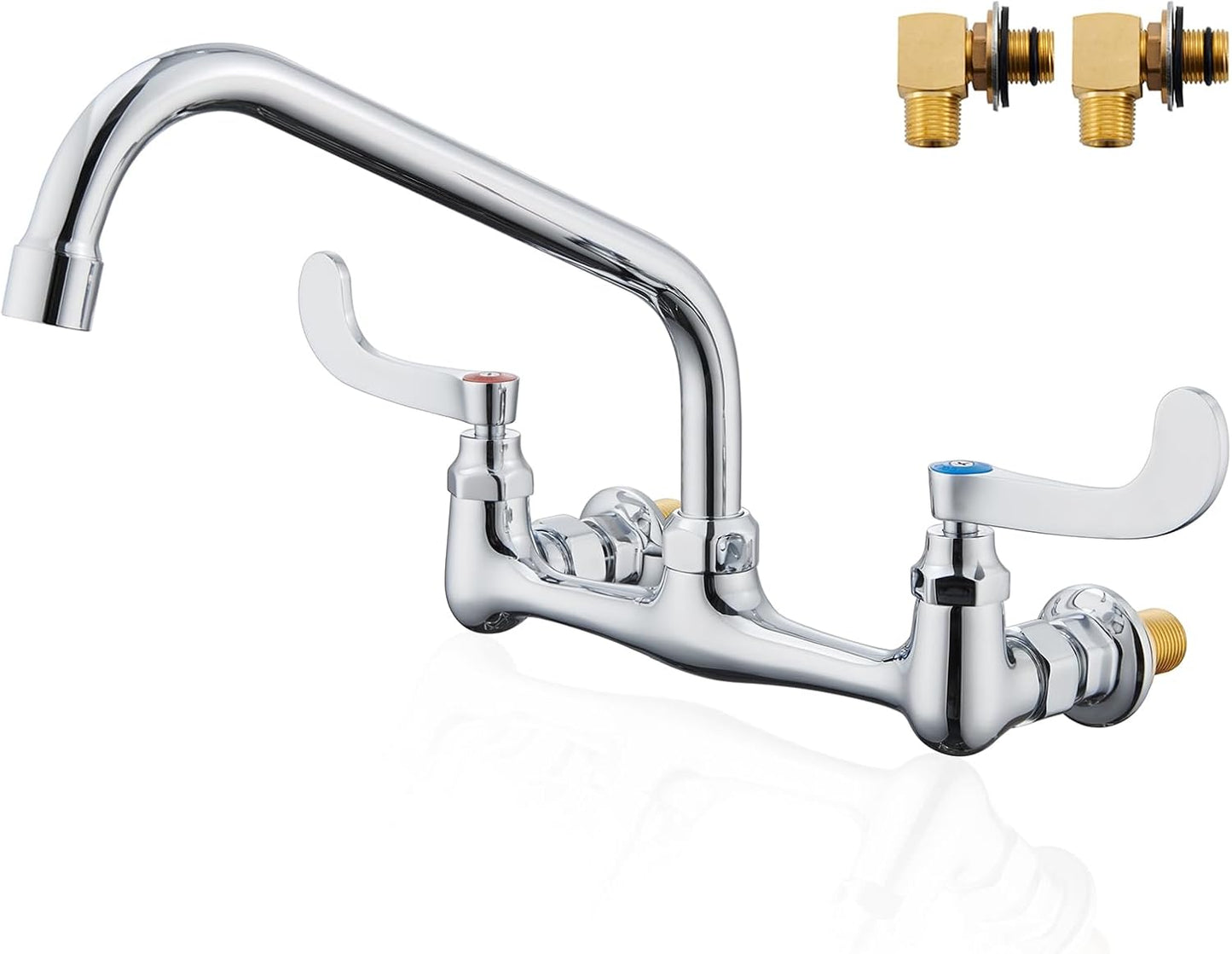 Wall Mount Commercial Sink Faucet with Long Handles for Kitchens