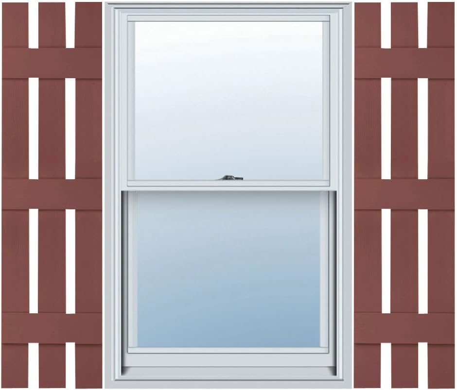 Ekena Millwork Vinyl Board-n-Batten Shutters in Burgundy Red