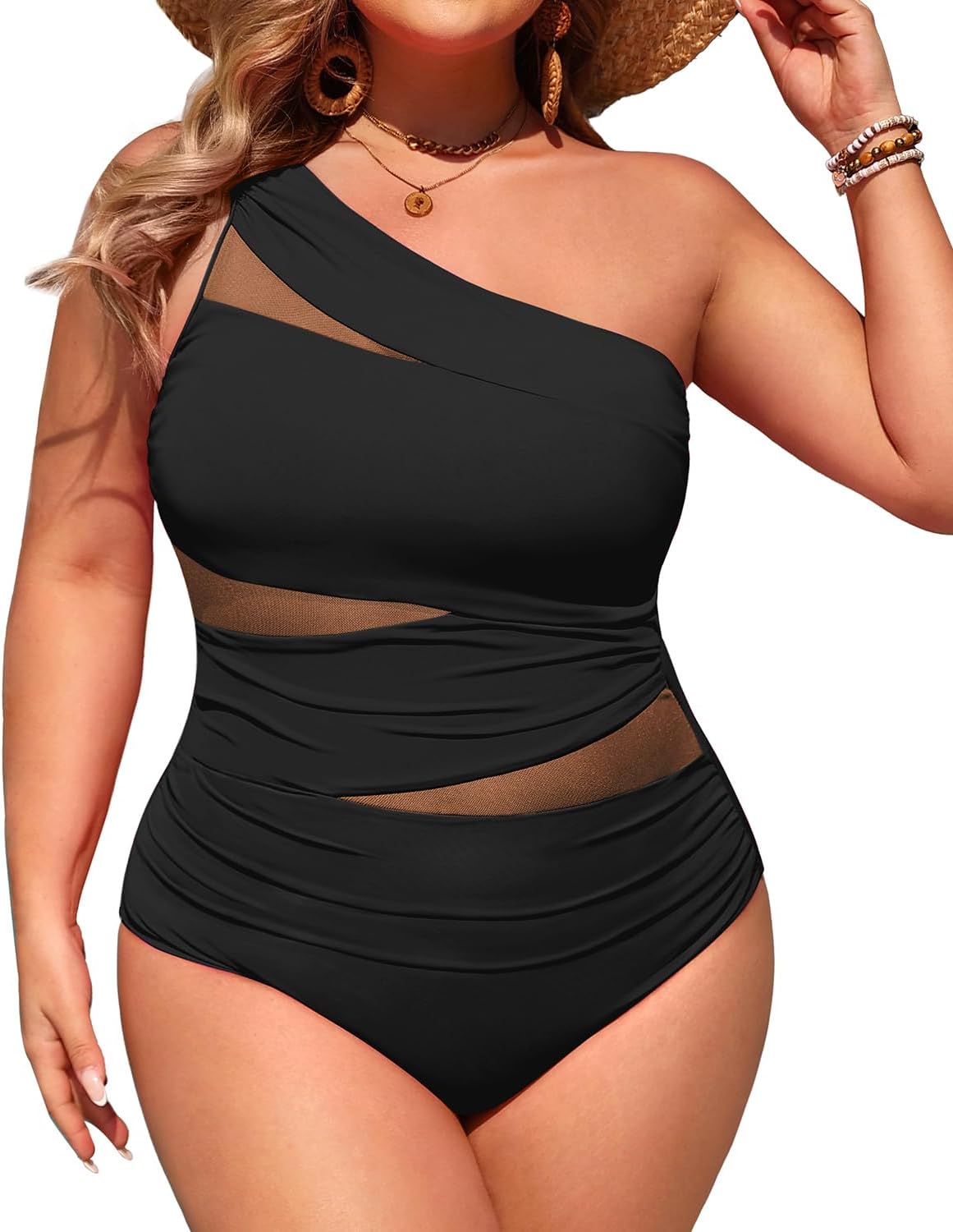 Aqua Eve Plus Size One Piece Swimsuit for Tummy Control