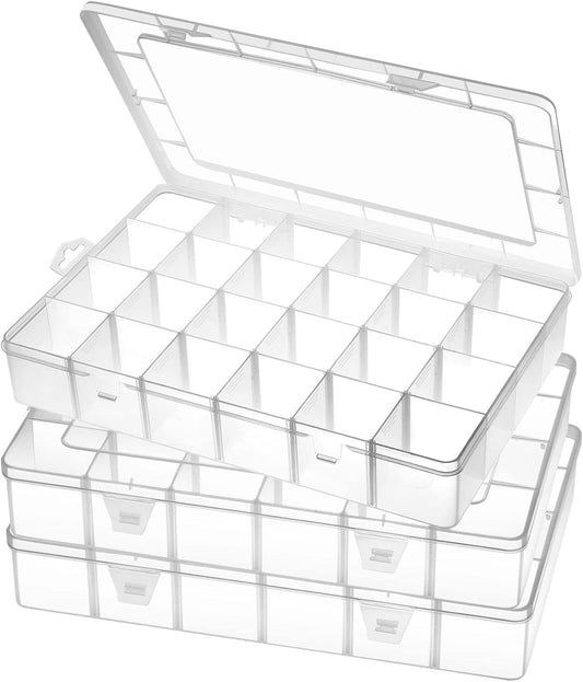 Large 24 Grids Plastic Organizer Box for Jewelry and Crafts