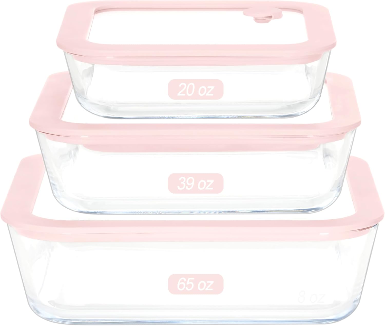 Urban Green Glass Food Container Set with Silicone Lids, 3 Pack