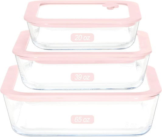 Urban Green Glass Food Container Set with Silicone Lids, 3 Pack