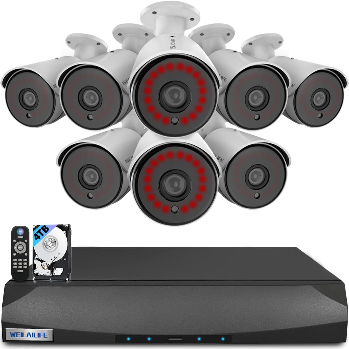 2-Way Audio Outdoor Wired Security Camera System for Home Safety