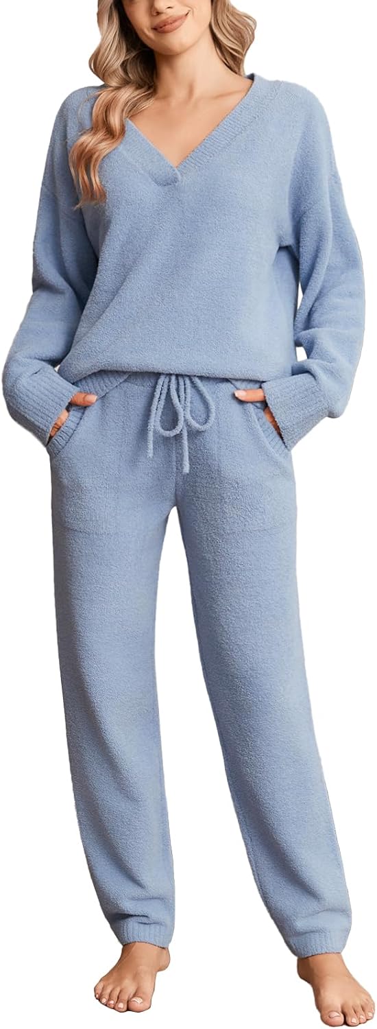 Snuggle Sac Pajamas for Women Set V Neck Ultra Soft Pjs