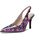 Women Beaded Pumps High Heel Slingback Pointed Toe 3.5in Stilettos