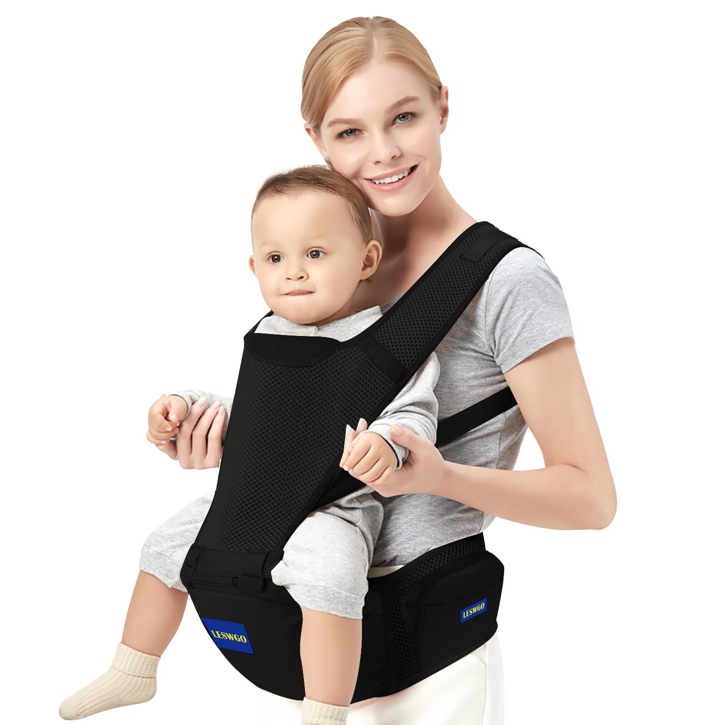Baby Carrier with Hip Seat for Newborn to Toddler, 6-in-1 Design