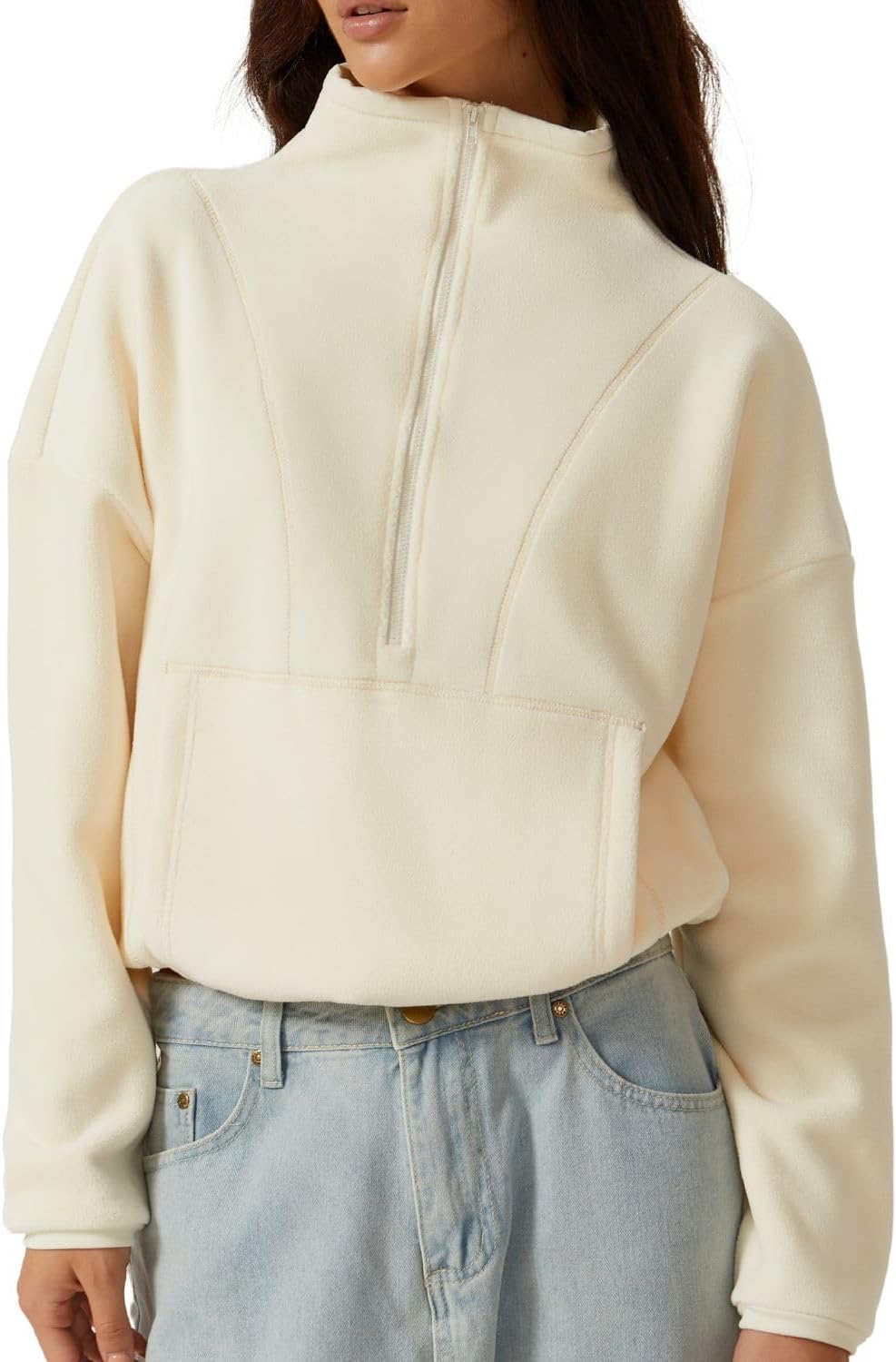 Cozy Half Zip Fleece Sweatshirt for Women - Perfect Winter Wear