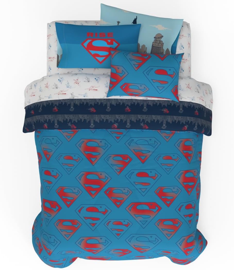 Superman Kids Bedding Set - Cozy Reversible Microfiber Comforter