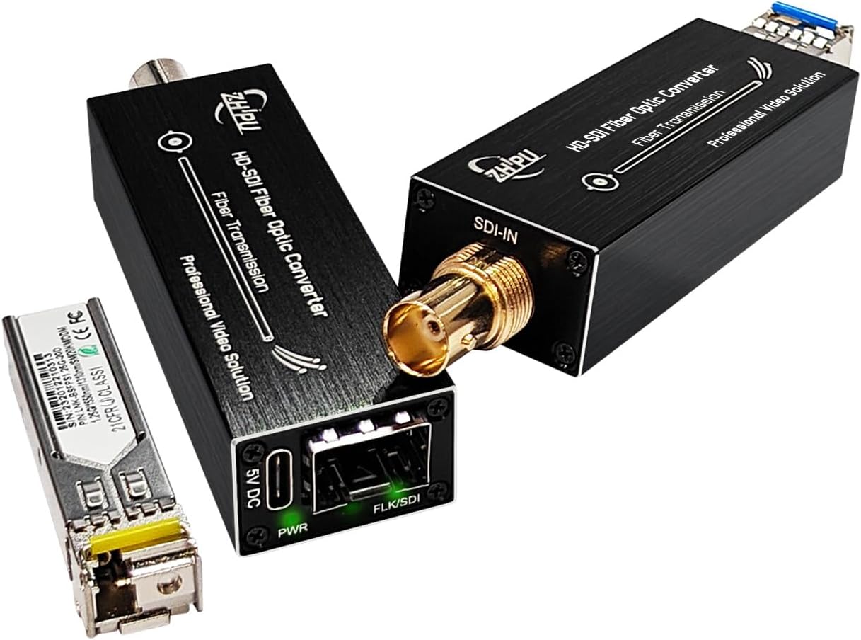 2 Pack HD-SDI to Fiber Converter for Long-Distance Video Transmission