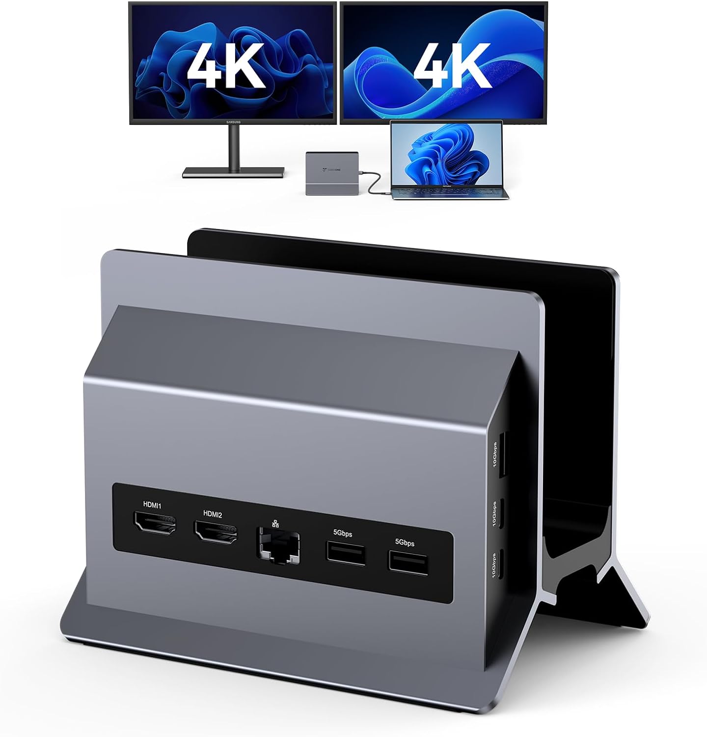 TobenONE Laptop Docking Station Dual Monitor 4K@60Hz for Windows