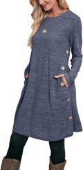 OFEEFAN Long Sleeve Tunic Dress with Pockets - Flowy Winter Staple