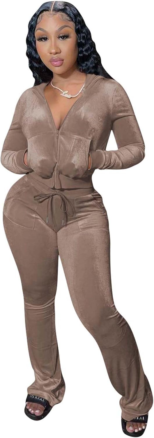 YIDENGYMX Womens Velour Tracksuit Set for Stylish Comfort
