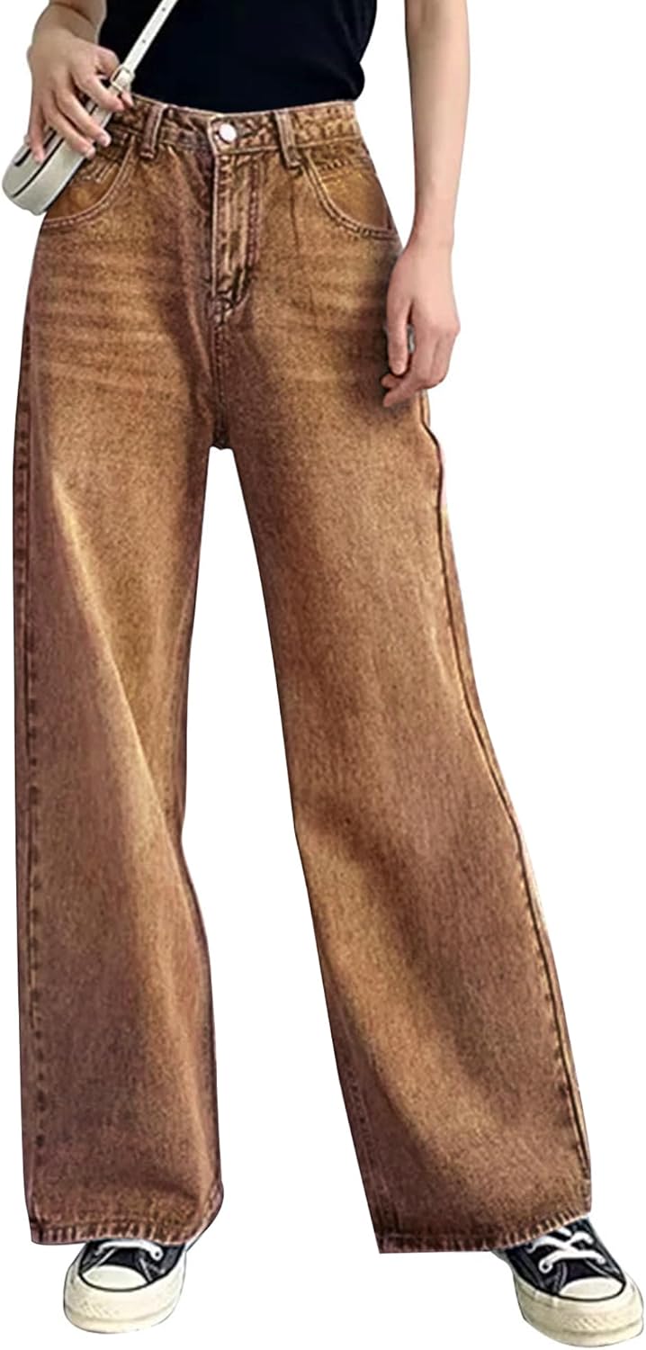 Baggy Wide Leg Jeans for Women - Trendy High Waisted Denim
