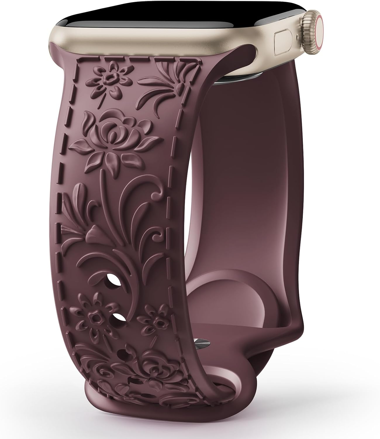 MEULOT Floral Engraved Silicone Band for Apple Watch - Stylish & Comfortable