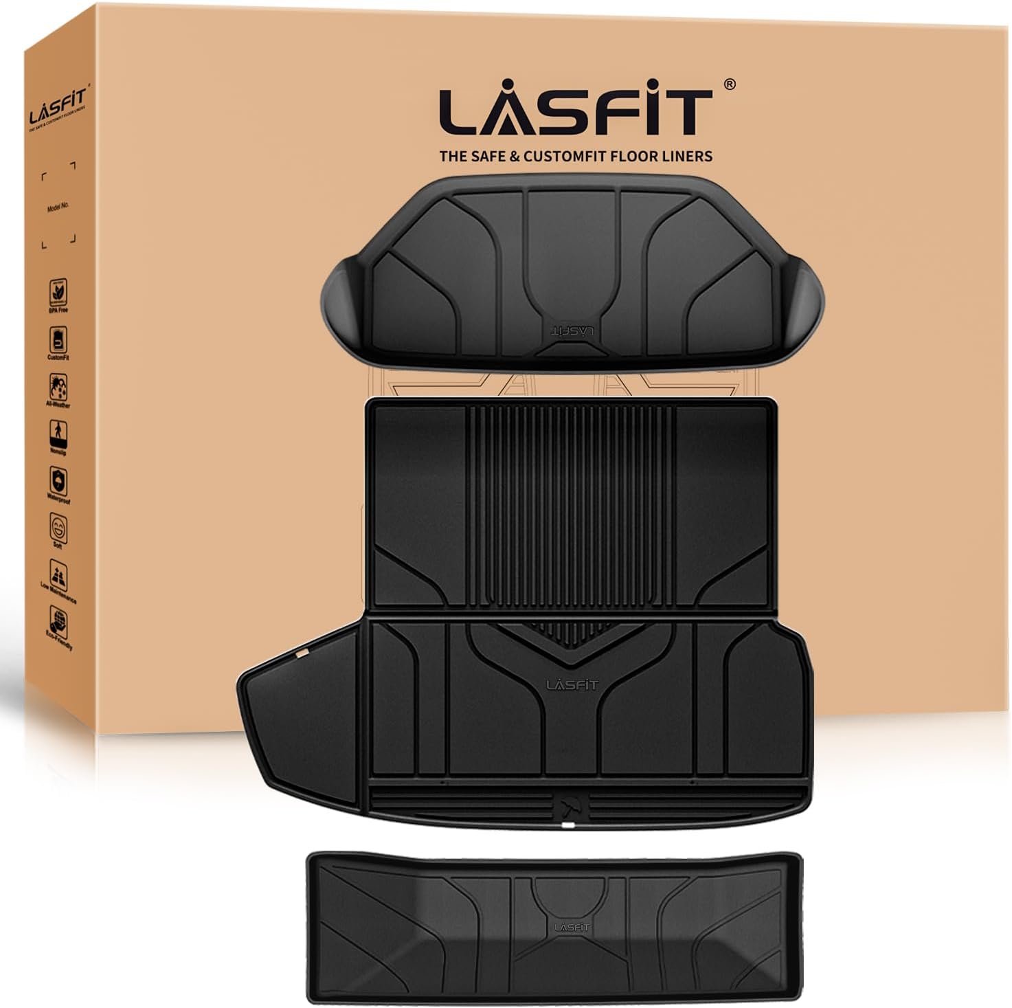 LASFIT Premium Extra Thick Trunk Mats for Tesla Model S 2021-2025