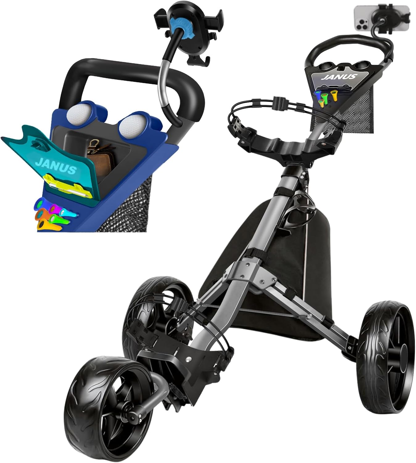 JANUS Foldable Golf Cart with Phone Holder