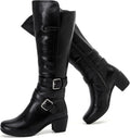Women's Knee High Boots with Chunky Heel and Pointed Toe (Style VF56)